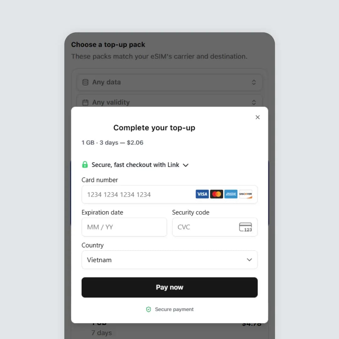 Complete the payment