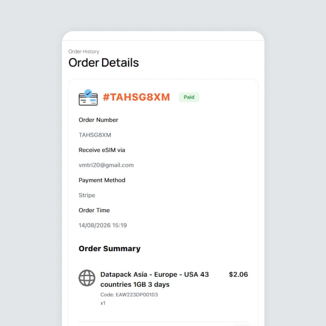 Receive your order confirmation