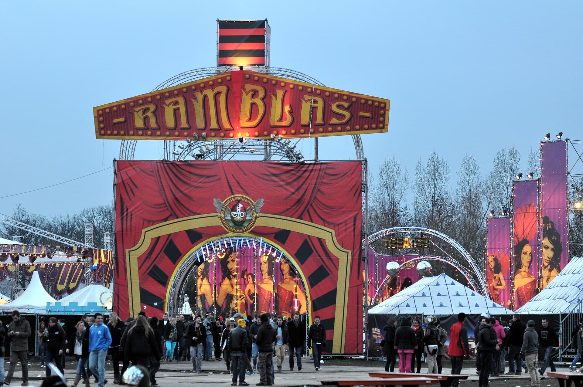 Camping area at Paaspop with tents in rows at dawn