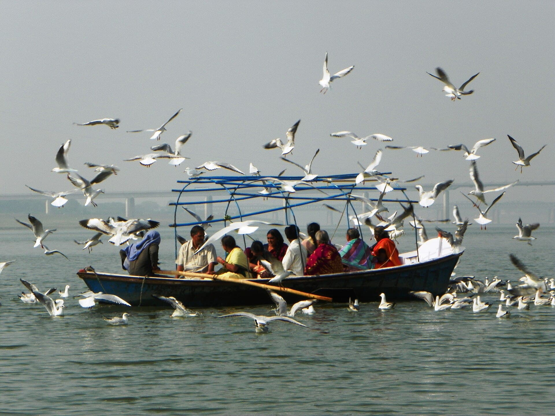 Morning fog over the Ganga at the Sangam in Prayagraj in winter