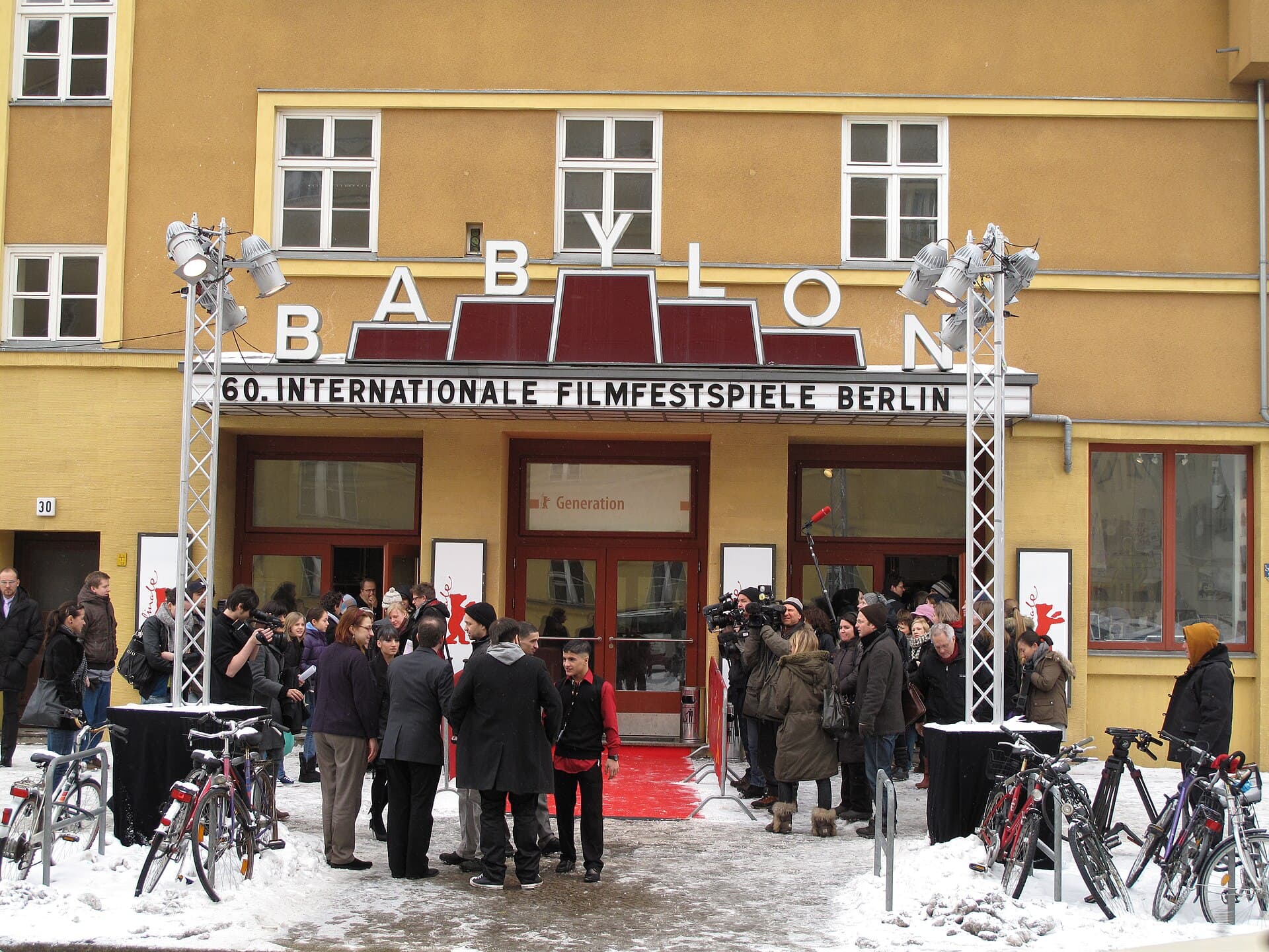 The Zoo Palast cinema entrance in West Berlin in the evening