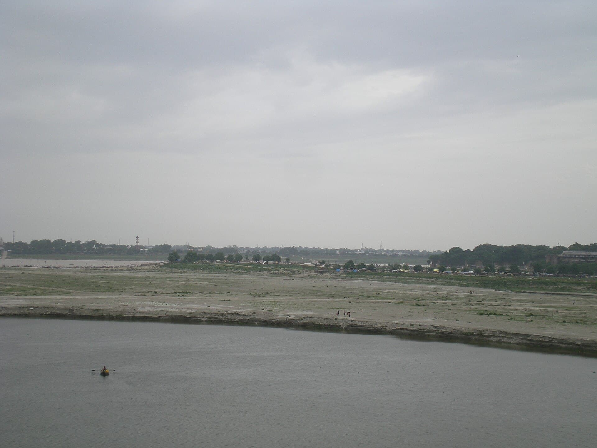The Allahabad Fort rampart above the confluence of the Ganga and Yamuna in Prayagraj