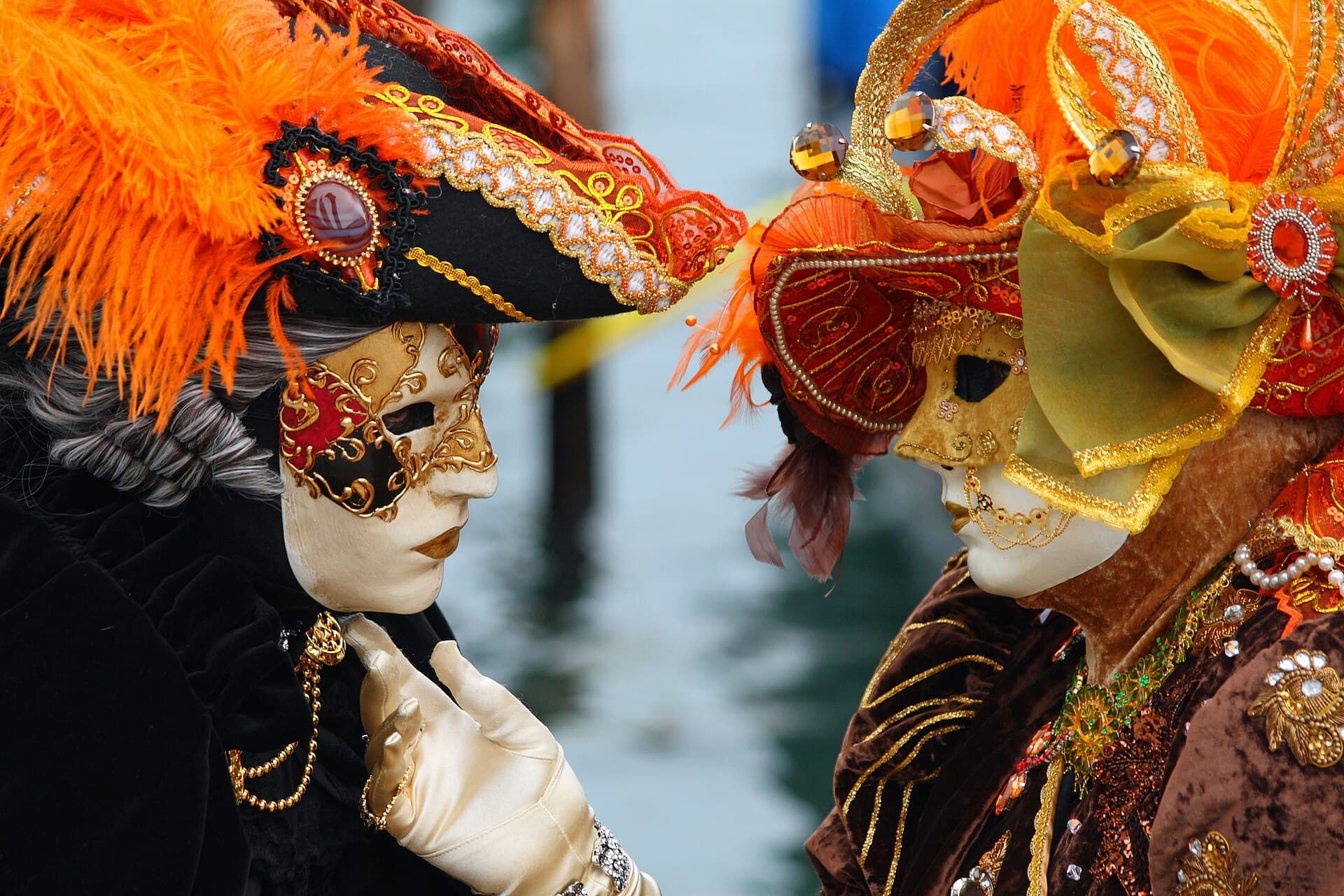 The twelve Marie in Renaissance gowns parading through Piazza San Marco