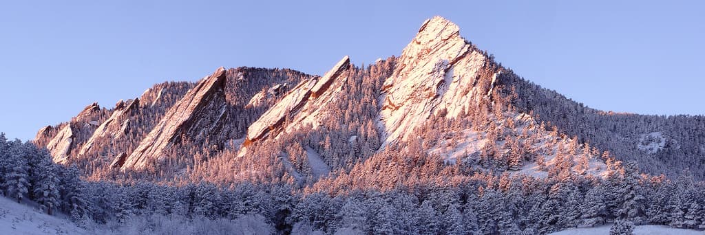 Snow on the Flatirons above Boulder in January