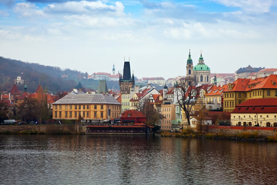 Prague's iconic skyline with the Charles Bridge and Prague Castle