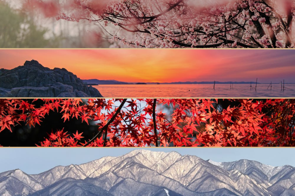 Beautiful landscapes of Japan representing the four seasons