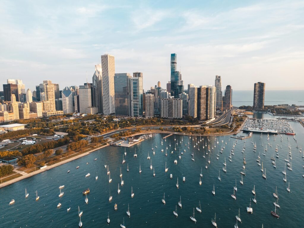 Best August destinations - Chicago's lakefront during peak summer season