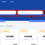 GoHub webpage showing the destination search bar with "UAE" selected to find eSIM plans.
