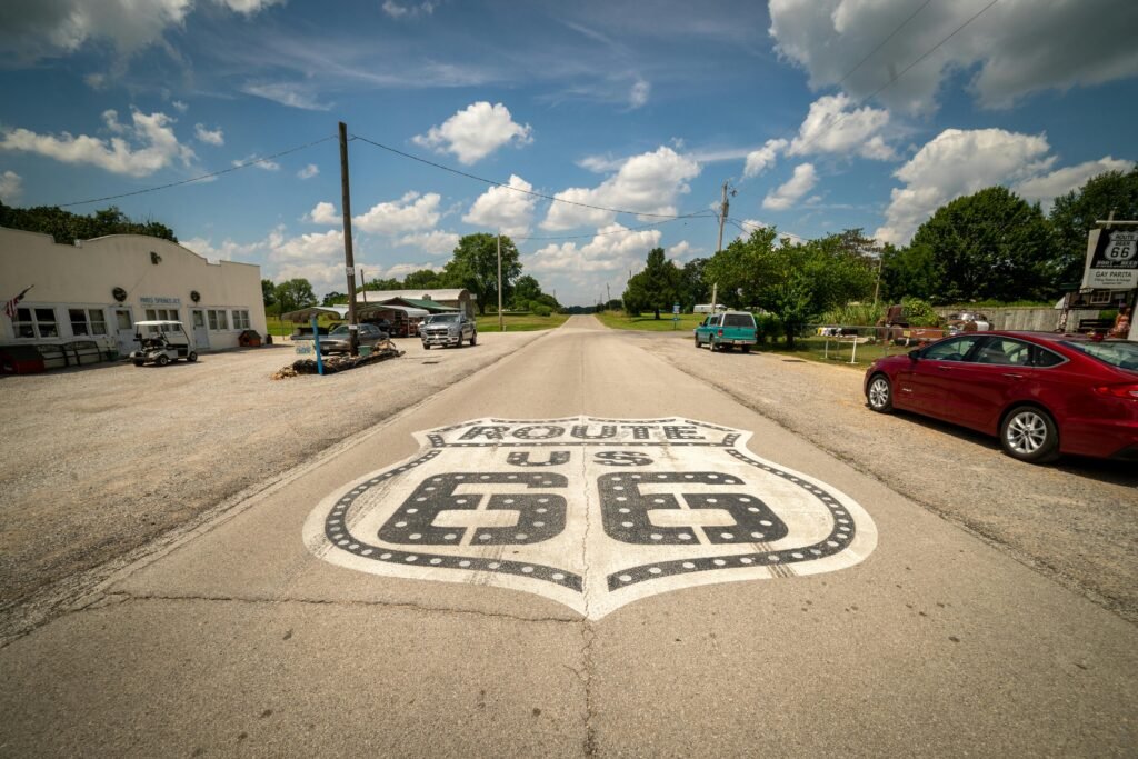 Historic Route 66 sign marking one of America's best road trip destinations