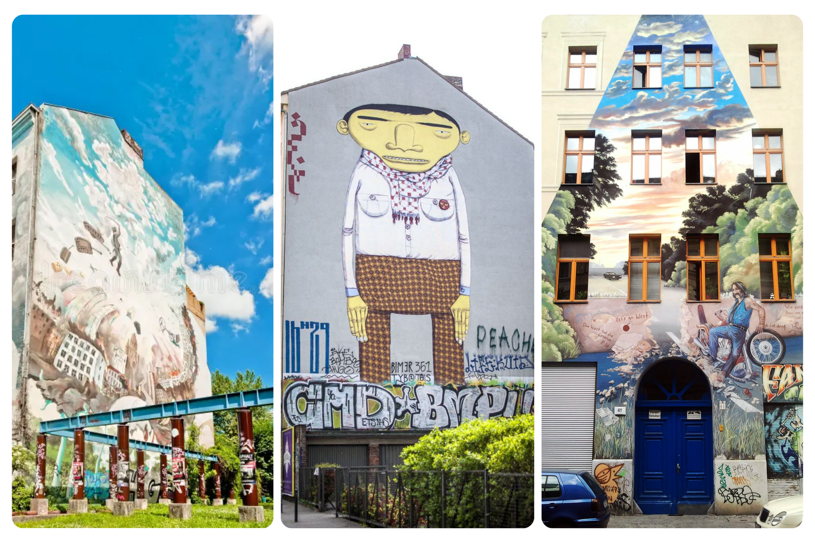 Mural on Kreuzberg building - Berlin street art neighborhood exploration