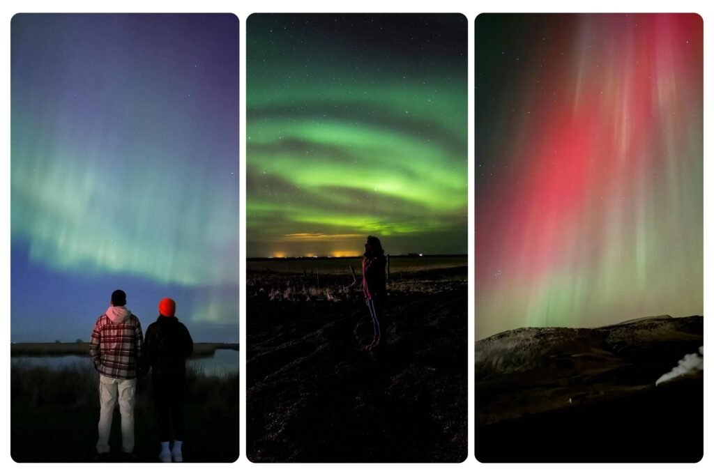 Patient aurora hunters waiting for Northern Lights in Iceland, demonstrating how to chase the Northern Lights in Iceland successfully