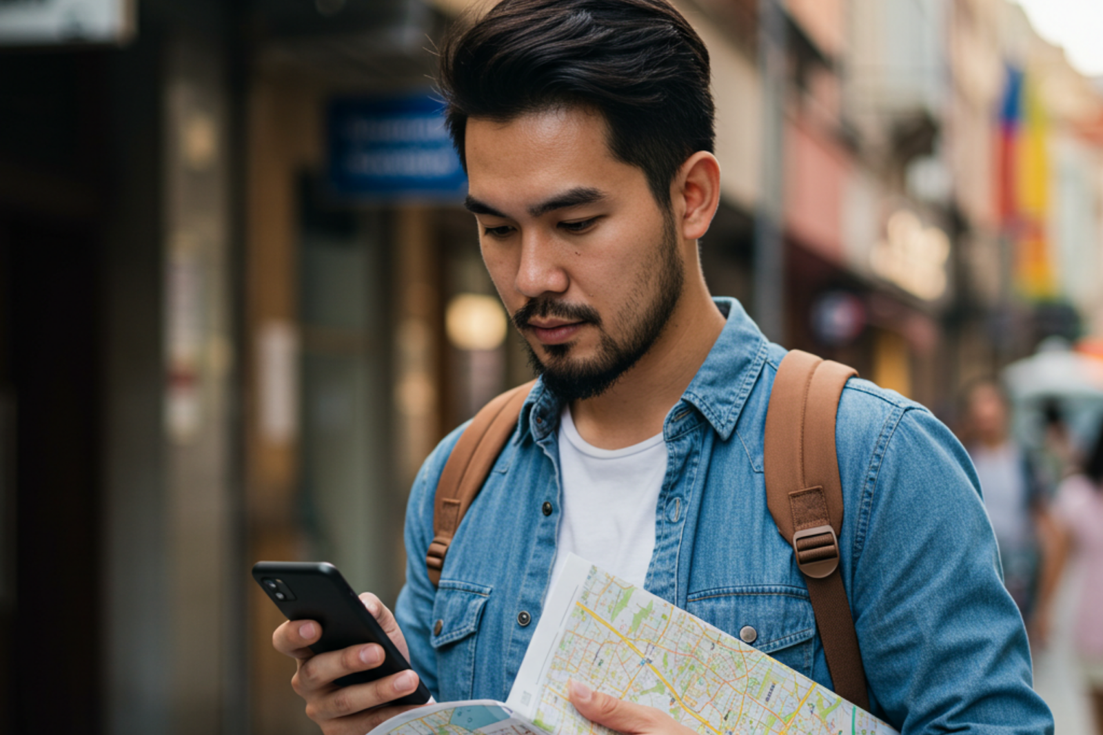 "Best destinations to visit in February travel planning showing traveler with smartphone