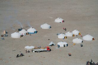 nomadic culture in Mongolia with gers