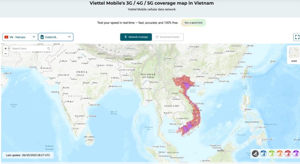 Viettel Coverage map in Vietnam