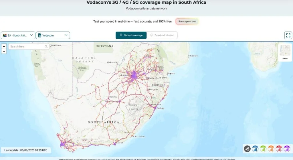 Vodacom cellular network availability for eSIM users in SA