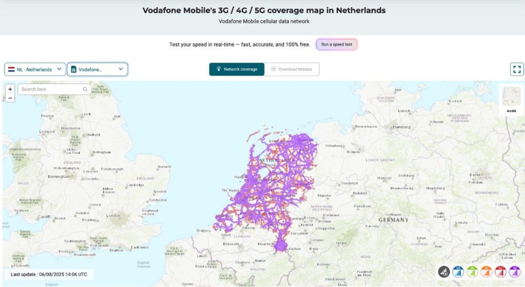 Vodafone Mobile coverage map in Netherlands